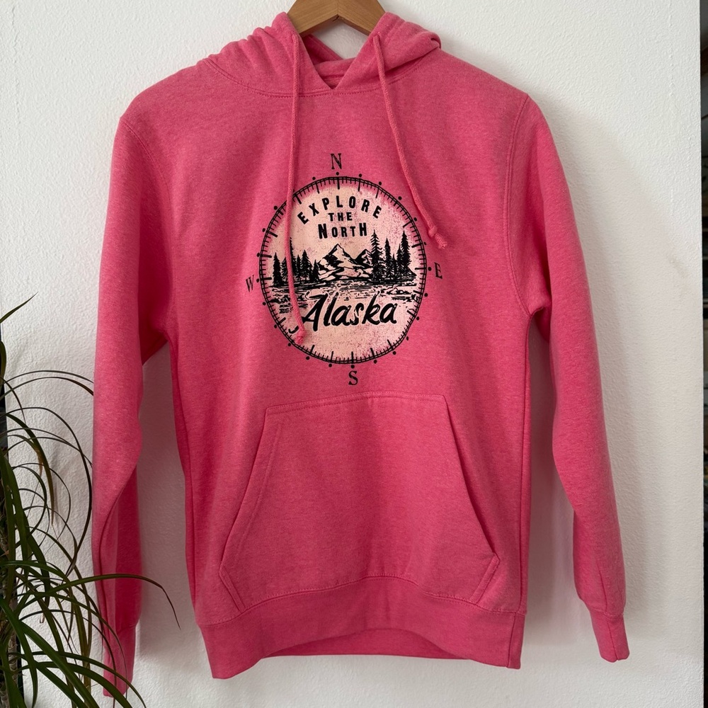 Alaska Pink Drawstring Hoodie Sweatshirt
